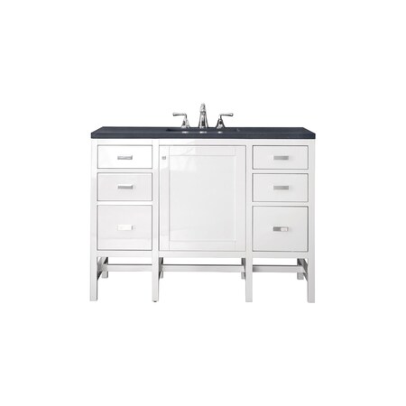 James Martin Vanities Addison 48in Single Vanity, Glossy White w/ 3 CM Charcoal Soapstone Quartz Top E444-V48-GW-3CSP